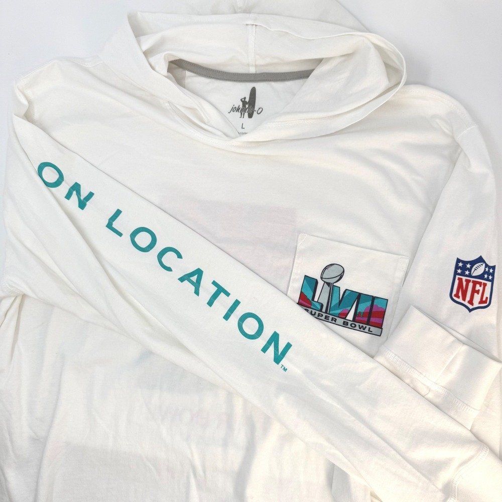 Johnnie-O Mens‎ Large NFL Super Bowl LVII On Location Hooded Long Sleeve Shirt